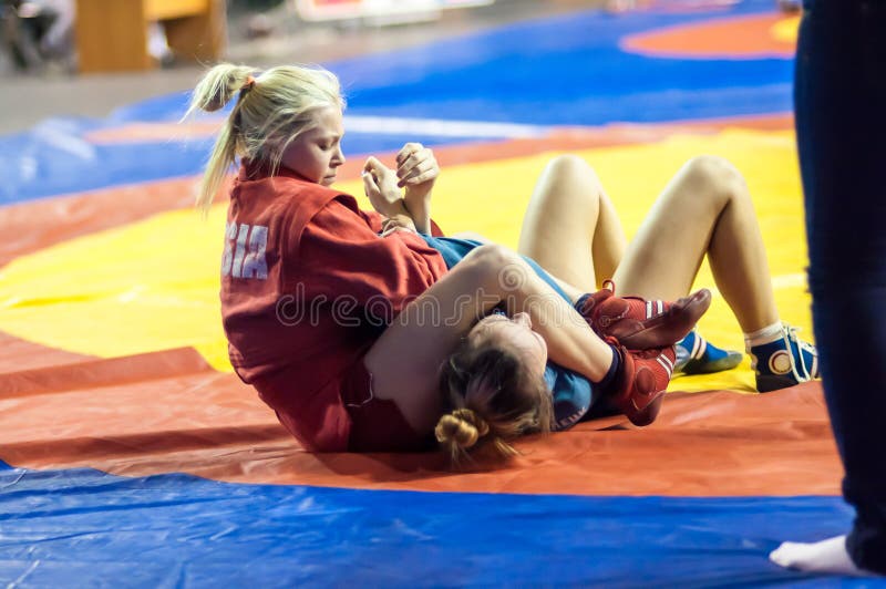 Sambo or Self-defense without weapons. Competitions girls.