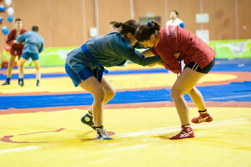 Sambo or Self-defense without weapons. Competitions girls...