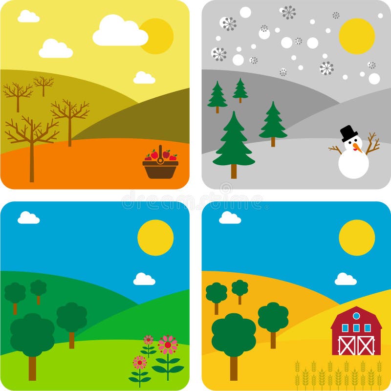 The Same Landscape, The Four Seasons Stock Vector - Illustration of ...