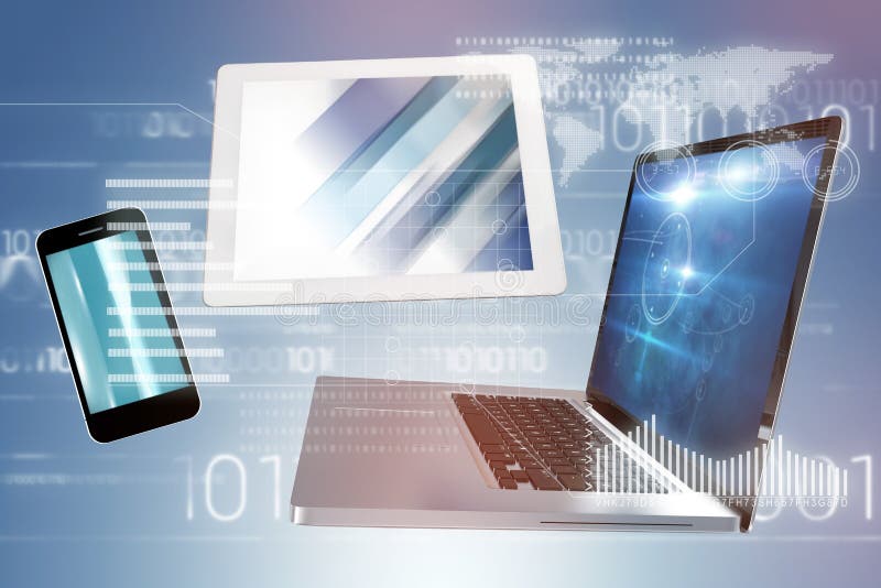 Samengesteld beeld van grafische interface door binaire codage over grijze achtergrond stock illustratie