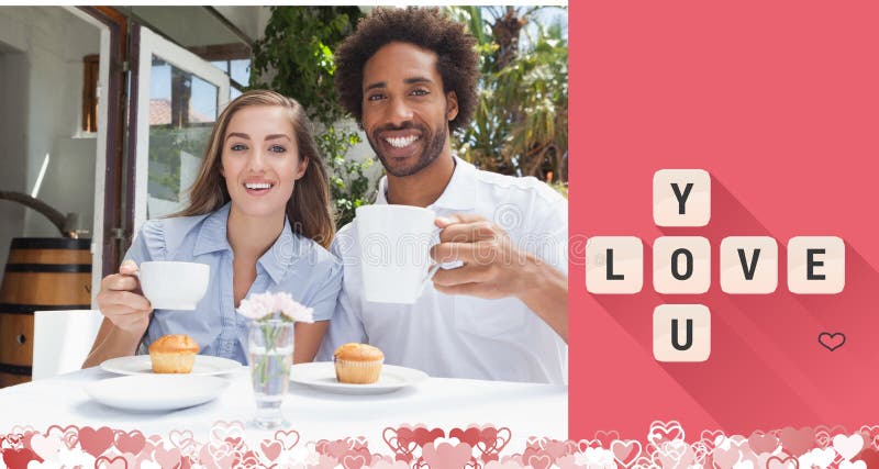 Samengesteld beeld van leuk valentijnskaartenpaar royalty-vrije stock fotografie Samengesteld beeld van leuk valentijnskaartenpaar royalty-vrije stock fotografie