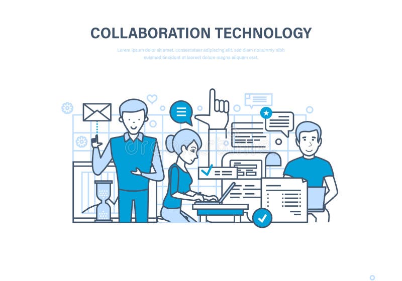 Samenwerkingstechnologie Samenwerking, vennootschappen, groepswerk, verkoop, onderzoek en marketing royalty-vrije illustratie Samenwerkingstechnologie Samenwerking, vennootschappen, groepswerk, verkoop, onderzoek en marketing royalty-vrije illustratie