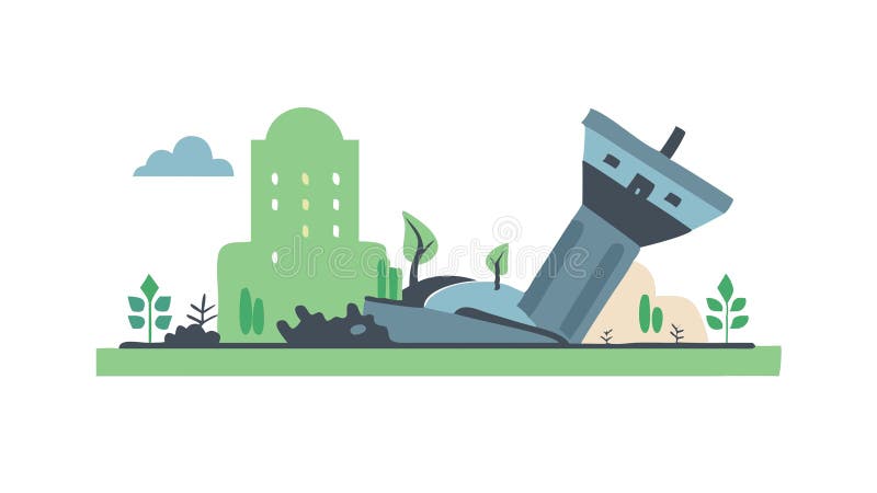 Samla in vektordesign för Vector Illustration Urban Disaster Scene-vektor Generativ AI stock illustrationer