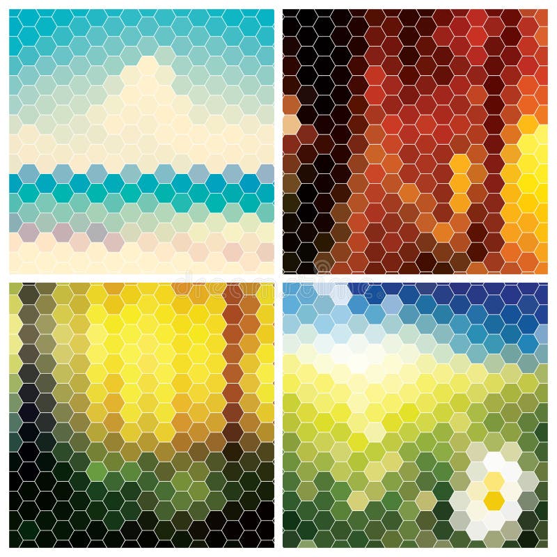 Samling av abstrakta geometriska färgrika bakgrunder vektor illustrationer