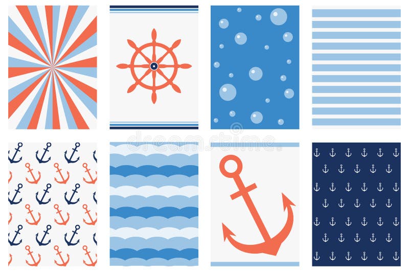 Samling av baner i den marin- stilen vektor illustrationer Samling av baner i den marin- stilen vektor illustrationer