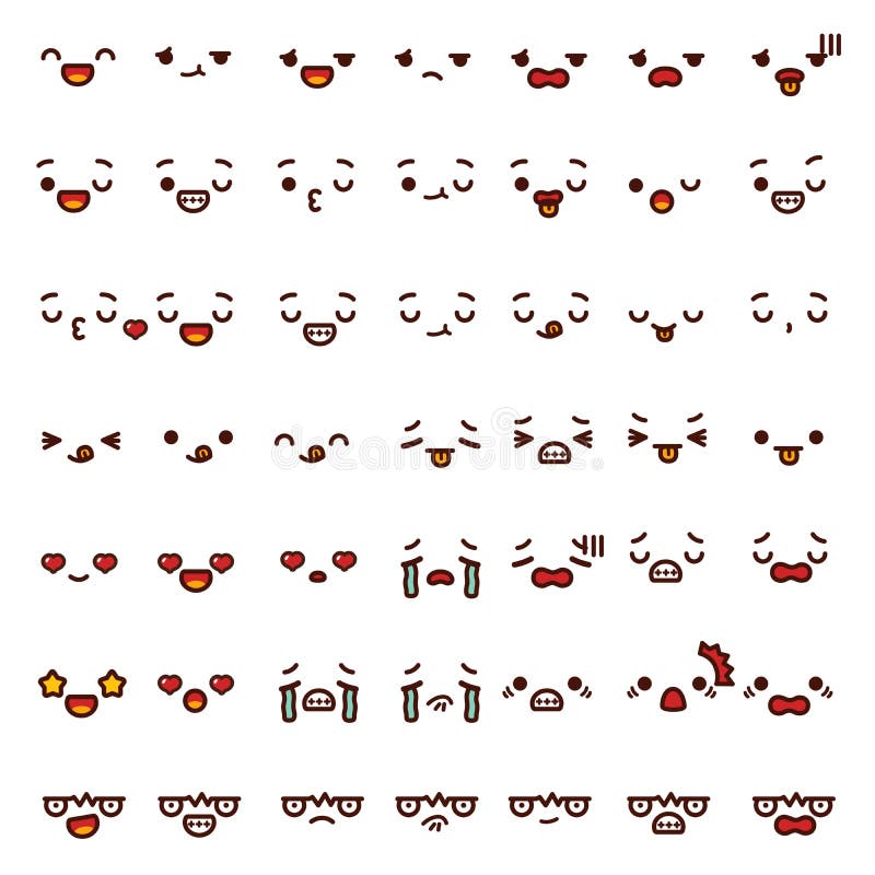 Samling av den ilskna gulliga älskvärda framsidan för tecknad film för emoticonemojiklotter royaltyfri illustrationer Samling av den ilskna gulliga älskvärda framsidan för tecknad film för emoticonemojiklotter royaltyfri illustrationer