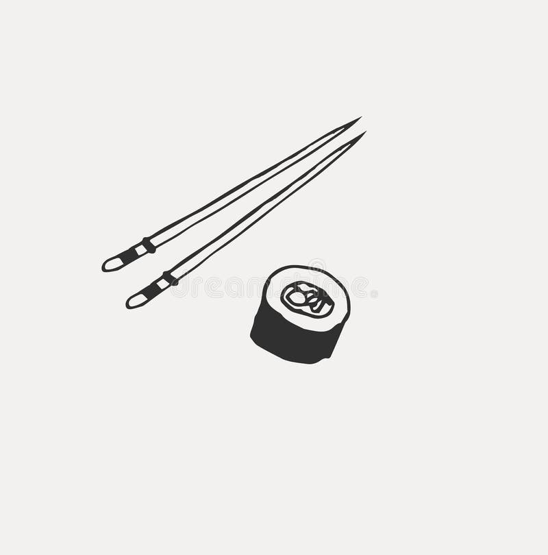 Samling av den olika japanska maten Utdragen linje konstupps?ttning f?r hand av maten vektor illustrationer Samling av den olika japanska maten Utdragen linje konstupps?ttning f?r hand av maten vektor illustrationer