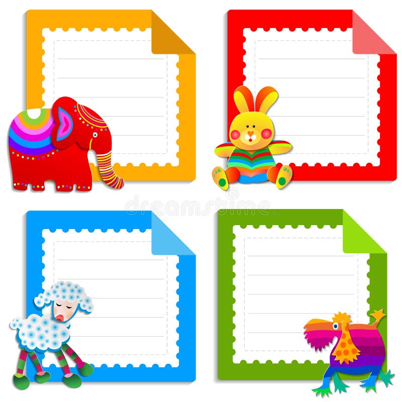 Samling av hälsningkort för ungar stock illustrationer Samling av hälsningkort för ungar stock illustrationer