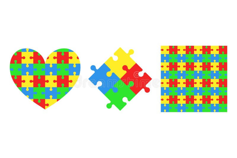Samling av pusselstycken Jigsaw Hjärta seamless modell stock illustrationer Samling av pusselstycken Jigsaw Hjärta seamless modell stock illustrationer