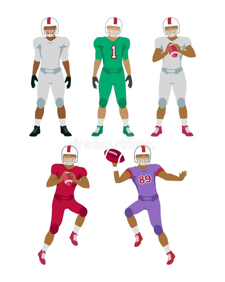 Samling av symboler av amerikanska fotbollsspelare royaltyfri illustrationer Samling av symboler av amerikanska fotbollsspelare royaltyfri illustrationer