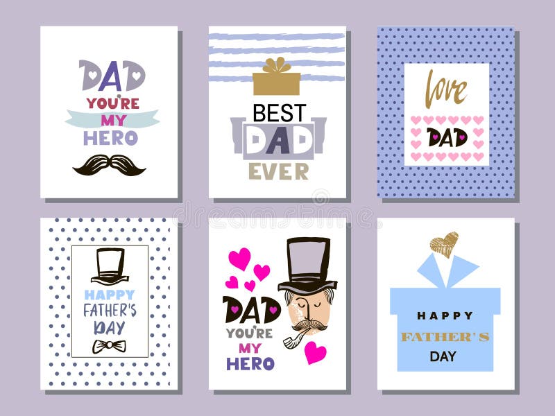 Samling cards3 för dag för fader` s stock illustrationer Samling cards3 för dag för fader` s stock illustrationer
