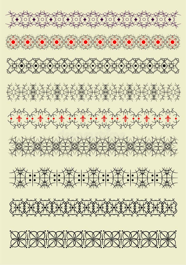 Samlingen av den dekorativa regeln fodrar i olika designstilar royaltyfri illustrationer Samlingen av den dekorativa regeln fodrar i olika designstilar royaltyfri illustrationer