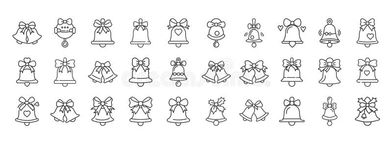 Samlingsikoner dekorerade bows-hjärtan holly-helgtjackare stock illustrationer