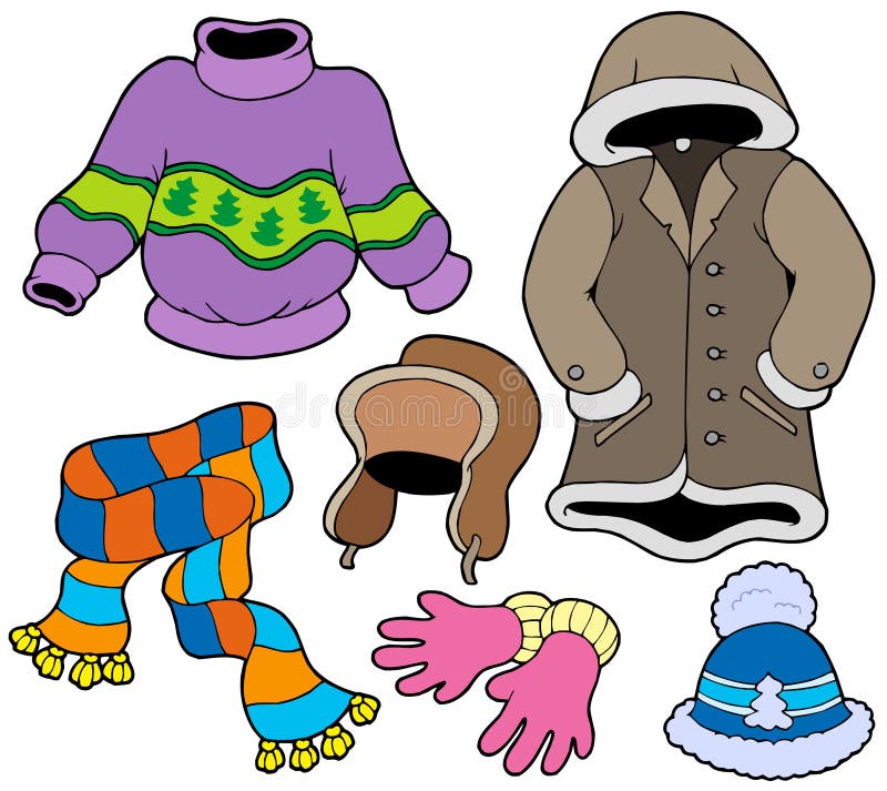 samlingsvinter för 2 kläder vektor illustrationer samlingsvinter för 2 kläder vektor illustrationer