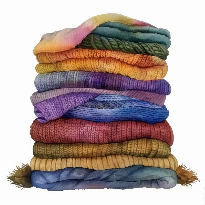 A stack of blankets with different patterns and textures piled on top of each other. AI Generative AI generated. A stack of blankets with different patterns and textures piled on top of each other. AI Generative AI generated