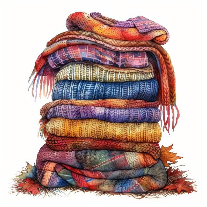 A stack of blankets with different patterns and textures piled on top of each other. AI Generative AI generated. A stack of blankets with different patterns and textures piled on top of each other. AI Generative AI generated