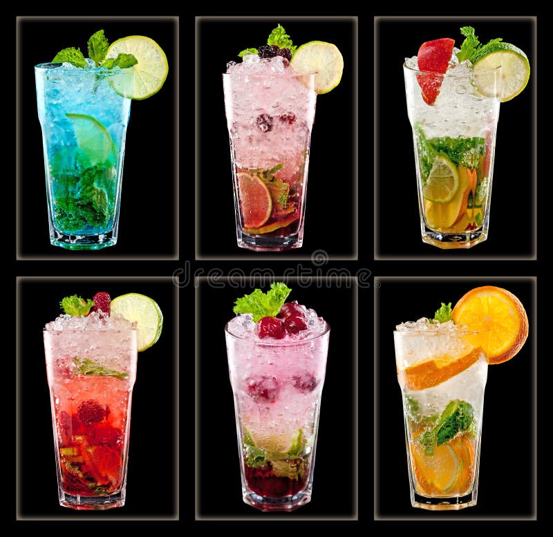 Sammlung bunte tropische Cocktails stockbilder Sammlung bunte tropische Cocktails stockbilder