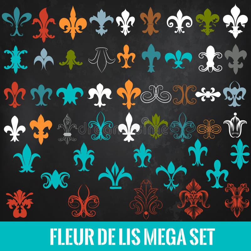 Sammlung des Vektors königlicher Fleur de Lis für Design vektor abbildung Sammlung des Vektors königlicher Fleur de Lis für Design vektor abbildung