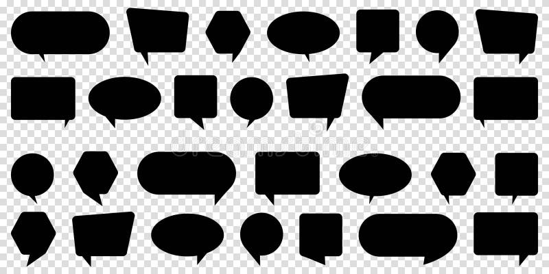 Sammlung leerer schwarzer Sprechblase. Zeichensatz der Vektorgrafik auf transparent für das Design von Websites oder mobilen Anwen vektor abbildung