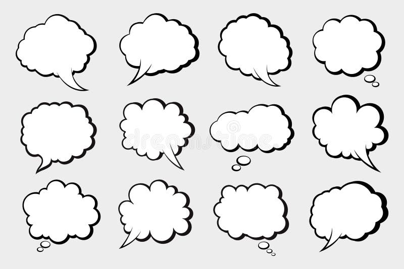 Sammlung leerer Sprechblasen. Dialogbox und Chat-Zeichensatz. Talking Cloud leere Vorlage. lizenzfreie abbildung