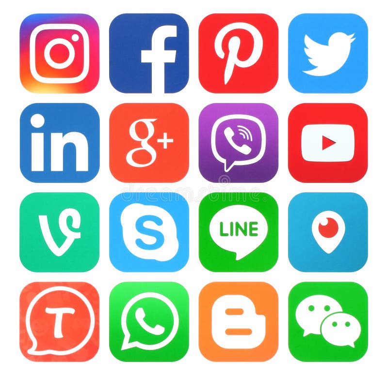 Sammlung populäre Social Media-Ikonen lizenzfreie abbildung Sammlung populäre Social Media-Ikonen lizenzfreie abbildung