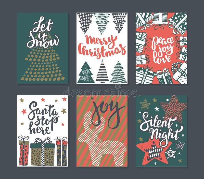 Sammlung von sechs Weihnachtsgrußkarten stock abbildung Sammlung von sechs Weihnachtsgrußkarten stock abbildung