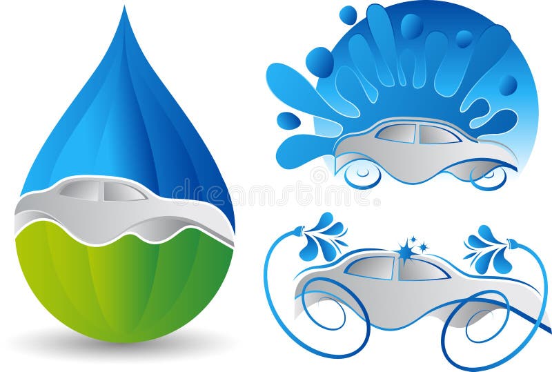 Samochodowi płuczkowi logowie ilustracji Samochodowi płuczkowi logowie ilustracji