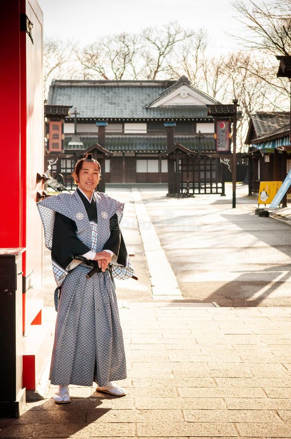 Samoeraien op Noboribetsu-Datum Jidaimura oud Edo Historic Village H stock afbeeldingen Samoeraien op Noboribetsu-Datum Jidaimura oud Edo Historic Village H stock afbeeldingen