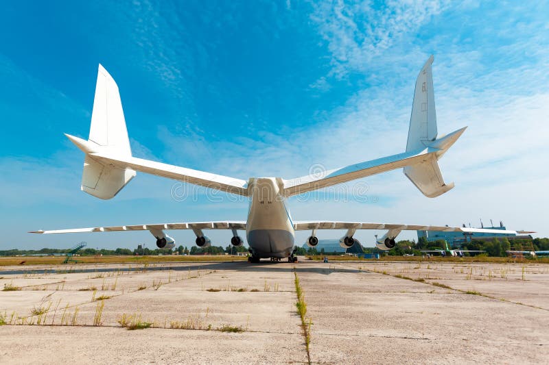 Gostomel, Ukraine - August 20, 2020: Airplane Antonov AN-225 Mriya in Gostomel Airport. Gostomel, Ukraine - August 20, 2020: Airplane Antonov AN-225 Mriya in Gostomel Airport