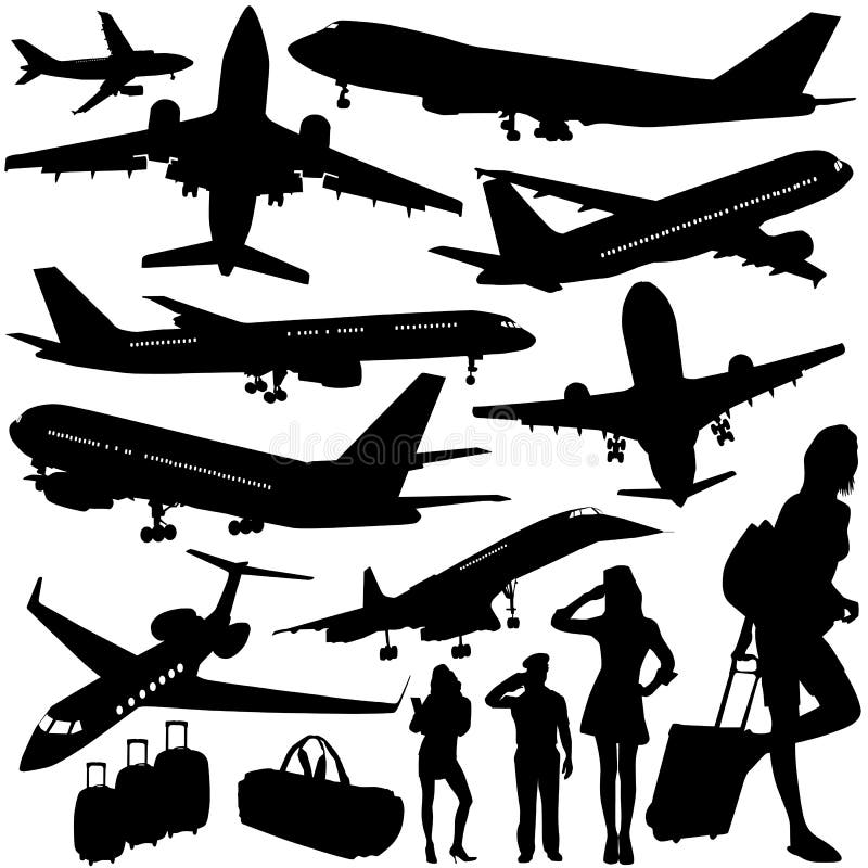 Collection of airplane silhouettes vector. Collection of airplane silhouettes vector