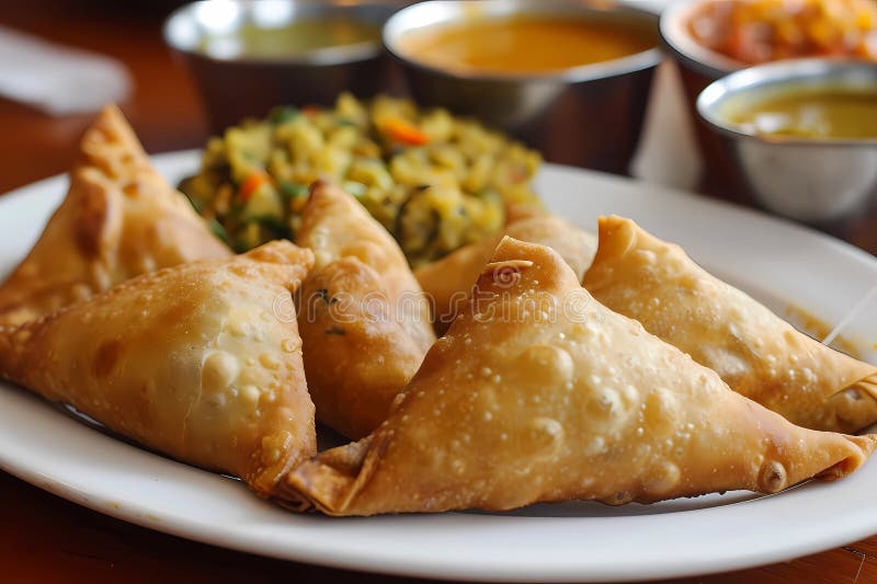 Samosas, a Popular Indian Snack Stock Illustration - Illustration of