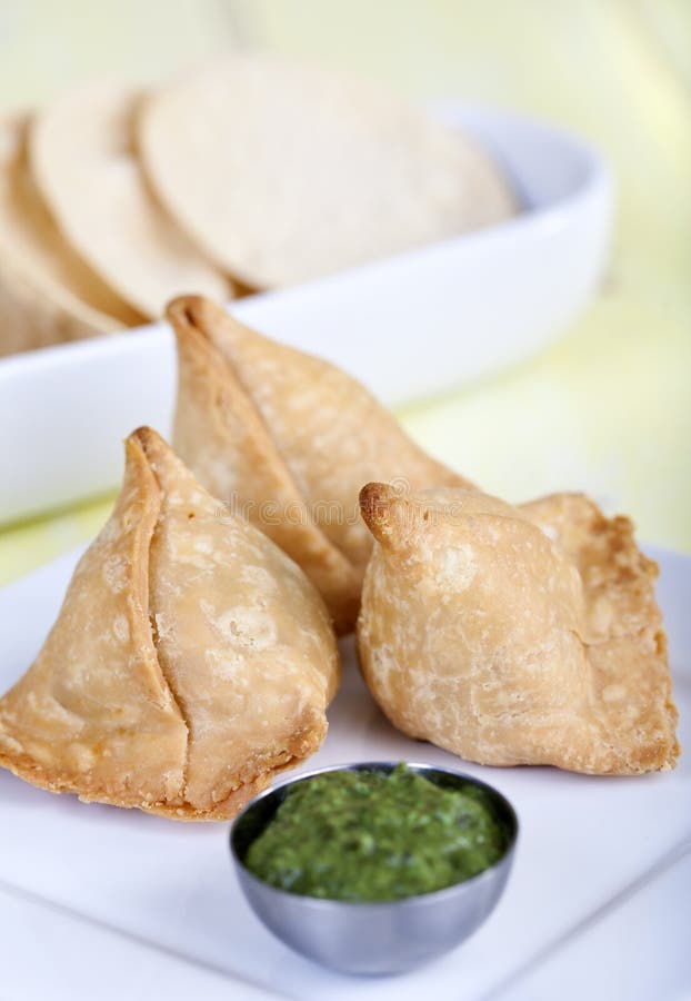 Samosa with Mint Chutney , Indian Food Stock Photo Image of meat
