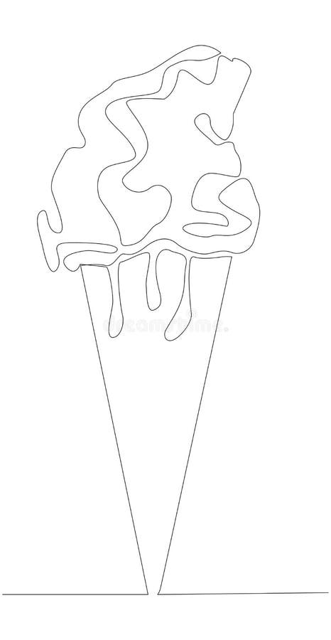 Samosrysowanie animacji jednej linii rysowania pojedynczego obiektu stożek lodowy royalty ilustracja