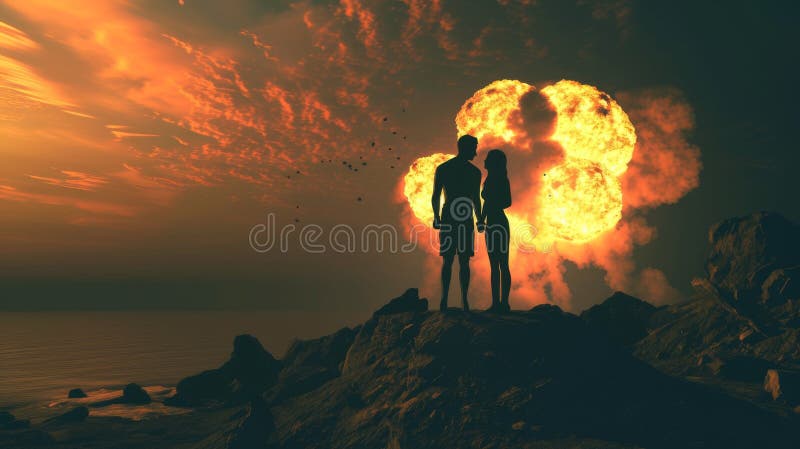 silhouette of a couple in love against the background of a nuclear explosion ::3 radioactive ::3 --no text, titles --ar 16:9 --quality 0.5 --stylize 0 Job ID: 0215a13c-b6a4-40d4-a28b-ed681401d9fb AI generated. silhouette of a couple in love against the background of a nuclear explosion ::3 radioactive ::3 --no text, titles --ar 16:9 --quality 0.5 --stylize 0 Job ID: 0215a13c-b6a4-40d4-a28b-ed681401d9fb AI generated