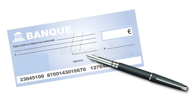 Sample check with a fountain pen stock illustration Sample check with a fountain pen stock illustration