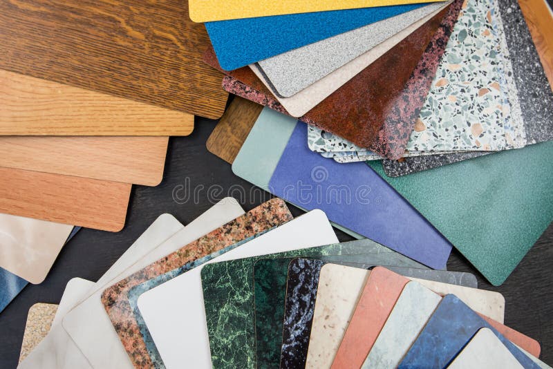 A Sample of Laminated Chipboard and Countertops Stock Photo Image of