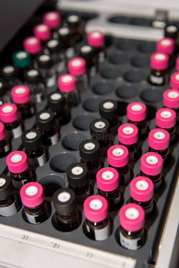 Sample Vials in Laboratory stock image. Image of production 70889259