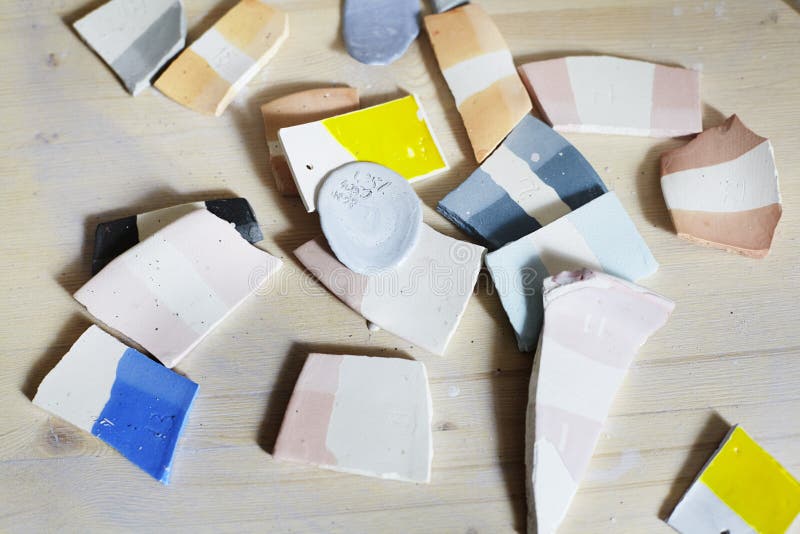Samples of Colored Enamel for Ceramics, Ceramic Pieces, in