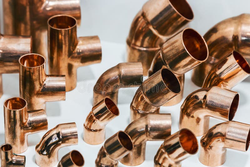 Samples of Copper Tubes and Copper Parts Stock Image Image of