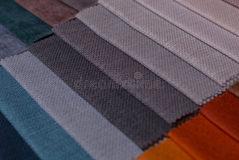 Samples of Furniture Fabrics.Multicolor Fabric Texture Background Stock