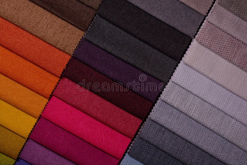 Samples of Furniture Fabrics.Multicolor Fabric Texture Background Stock