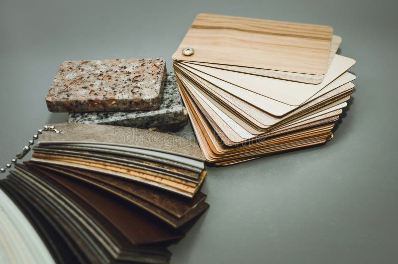 Samples of Plastic and Edging for the Facades of Kitchen Furniture in