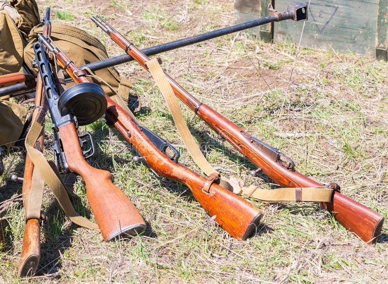 Samples of Soviet vintage small arms royalty free stock image