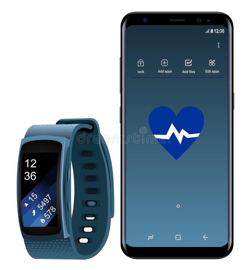 Samsung-Melkweg S8 En Smartwatch-Toestelpasvorm Redactionele Stock Foto - Illustratie bestaande