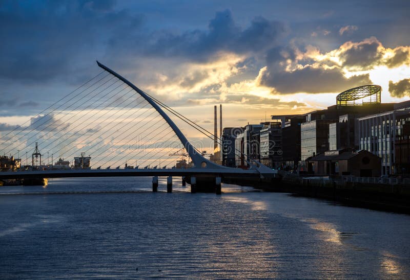 Samuel Beckett Bridge over Liffey river in Dublin, Ireland. royalty free stock photography Samuel Beckett Bridge over Liffey river in Dublin, Ireland. royalty free stock photography