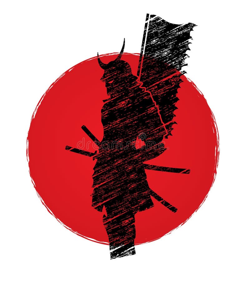 Samurai with flag graphic stock vector. Illustration of martial 82046580