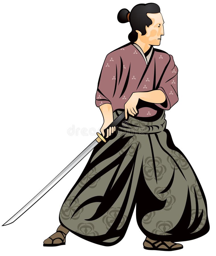Samurai, Japanische Kampfkunst Vektor Abbildung Illustration von