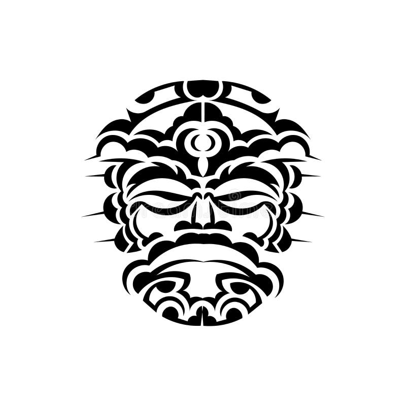 Samurai Mask. Traditional Totem Symbol. Black Tribal Tattoo. Black and ...