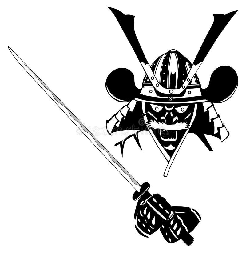 Samurai in mask, with sword, vector, easy to edit layers. Samurai in mask, with sword, vector, easy to edit layers