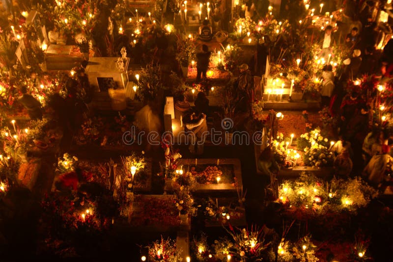 SAN ANDRÃ‰S MIXQUIC, MEXICO - NOVEMBER 2012: Annual commemorations known as `La Alumbrada` during the day of the dead.